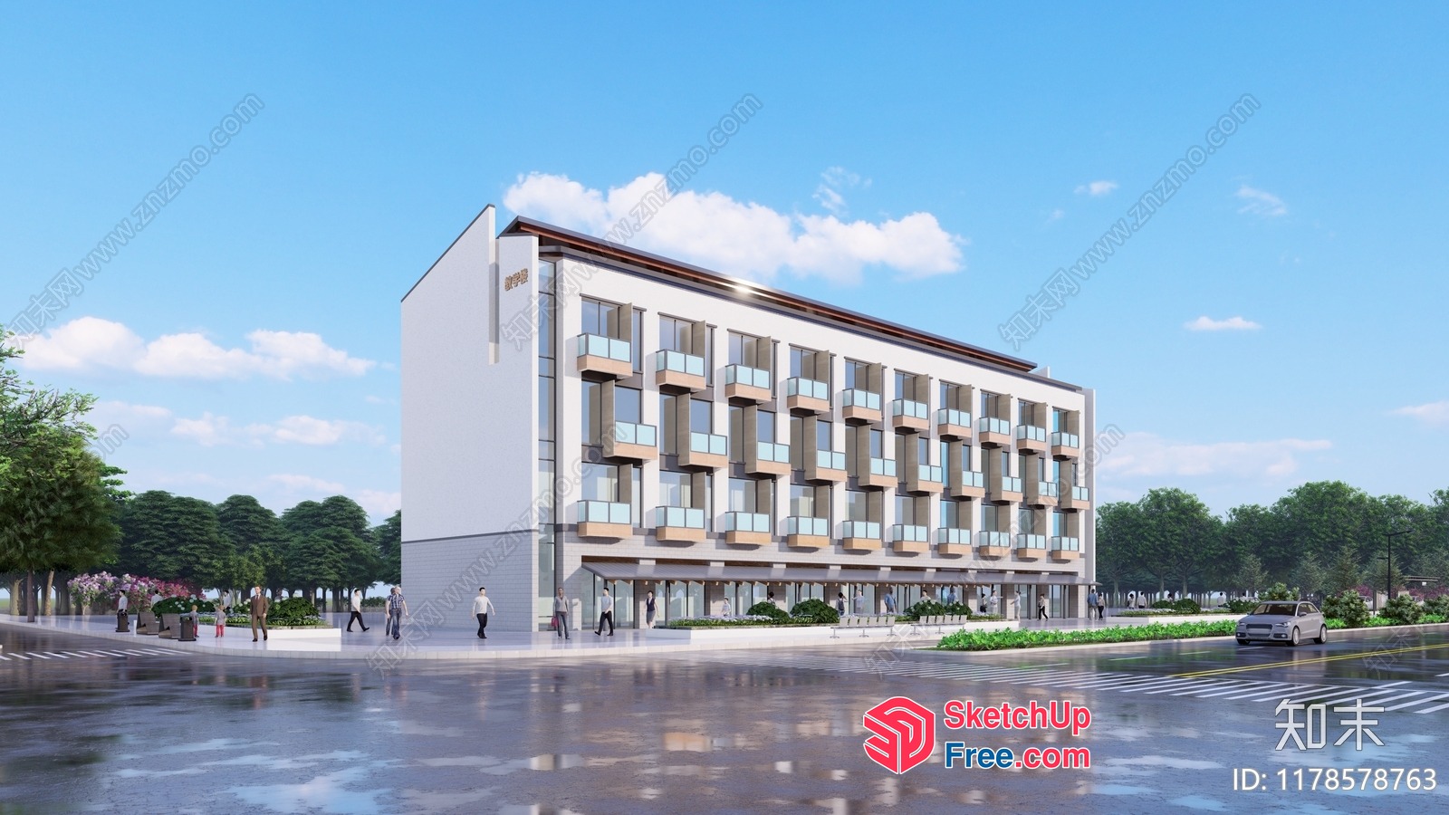 Commercial Street Building Exterior 3D SketchUp File