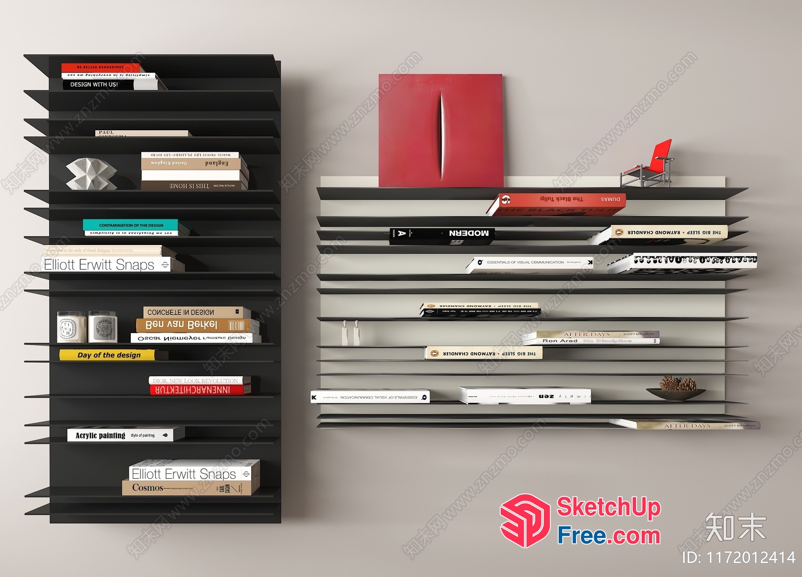 Minimalist Modern Bookcase And Shelf Display 3D SketchUp File