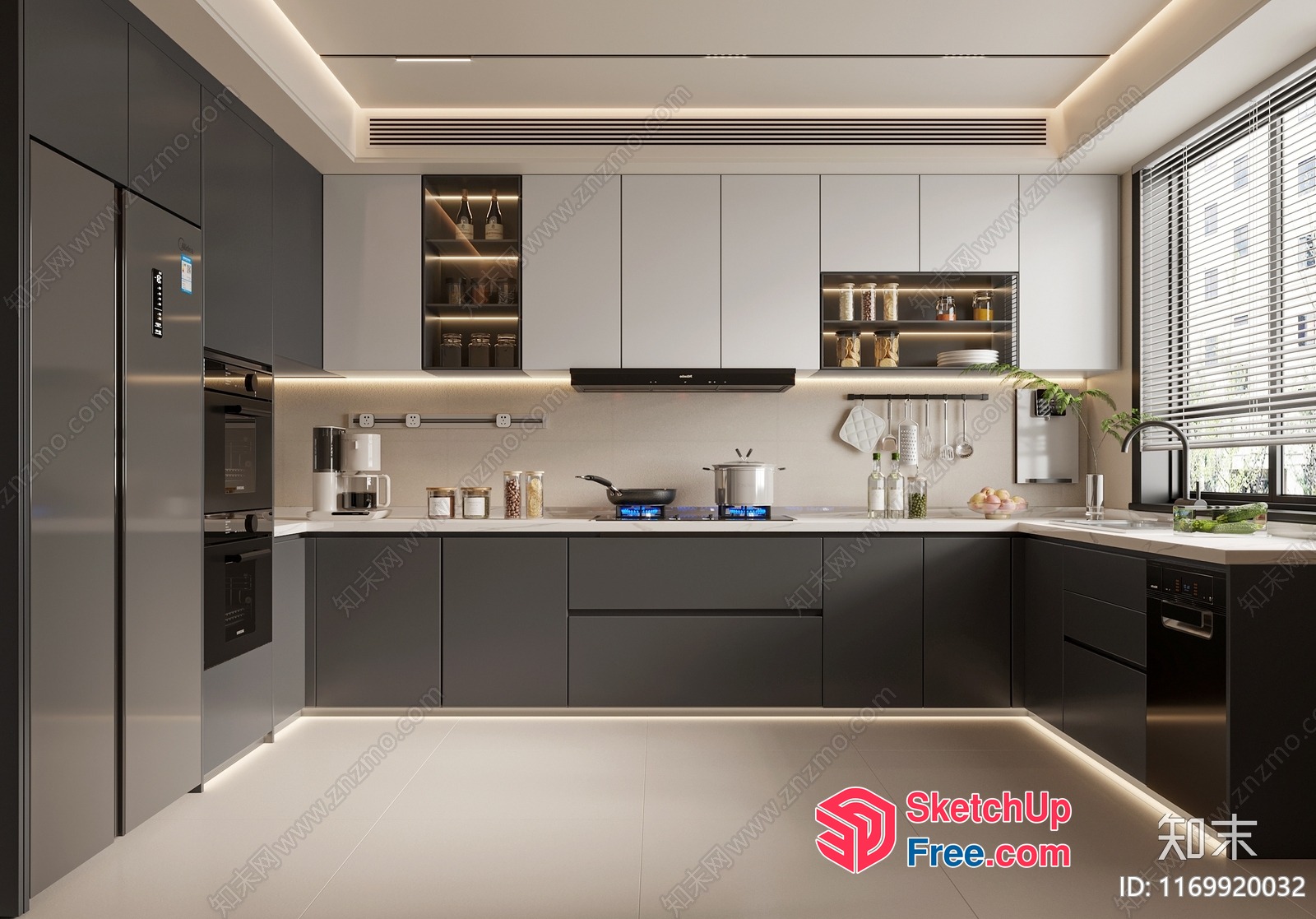 Modern Kitchen Interior With Sleek Cabinets And Appliances 3D SketchUp File