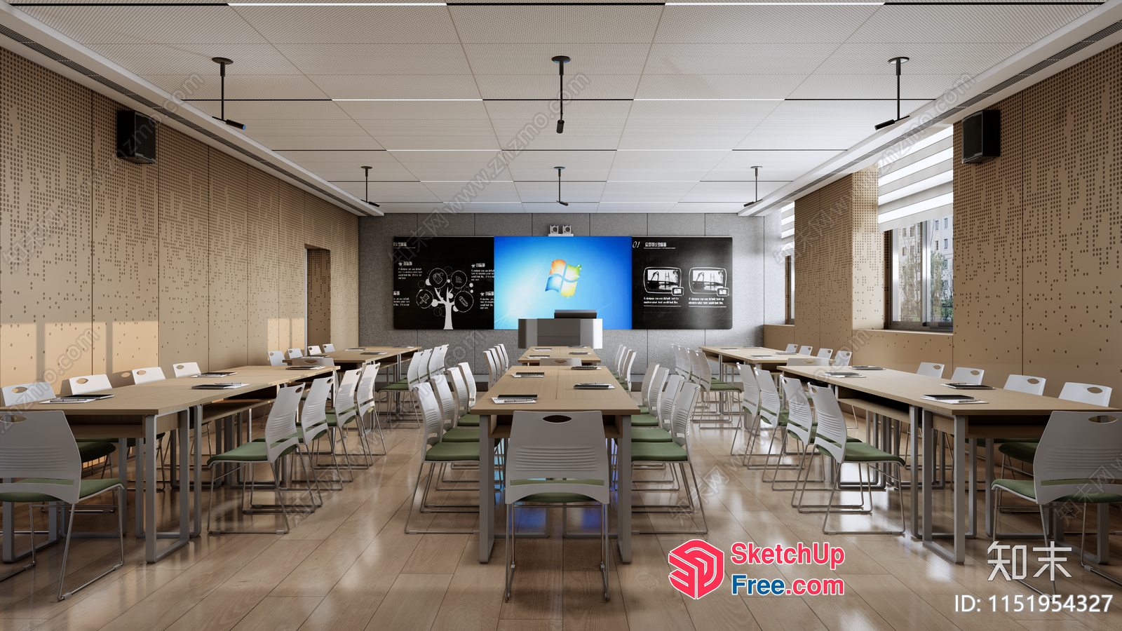 Modern Office Conference Room With Large Windows 3D SketchUp File