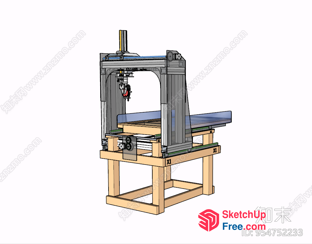 3D Printer On Wooden Table 3D SketchUp File
