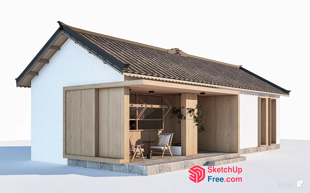 Simple Japanese Style Home Exterior 3D SketchUp File