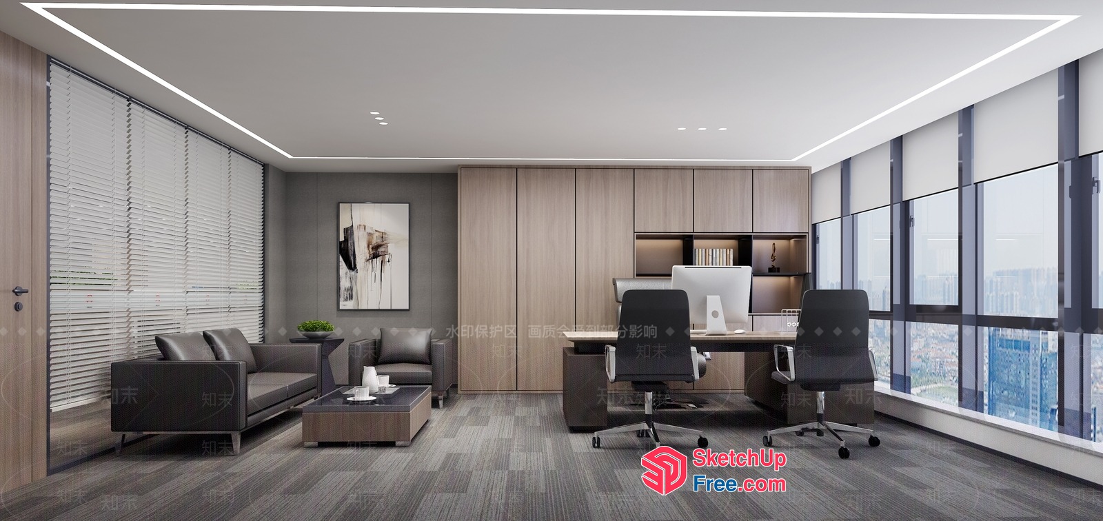Modern Office Space With Minimalist Decor 3D SketchUp File