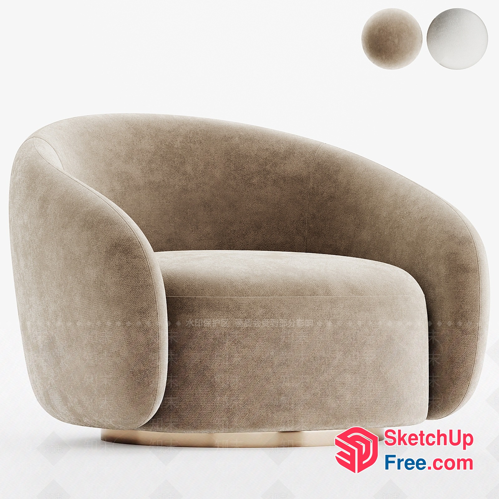Modern Minimalist Creamy Style Armchair 3D SketchUp File