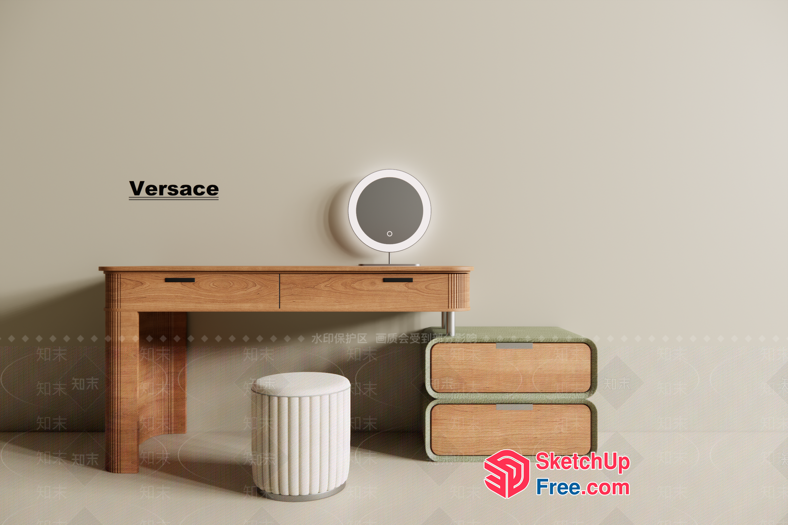 Versace Inspired Minimalist Bedroom Furniture 3D SketchUp File