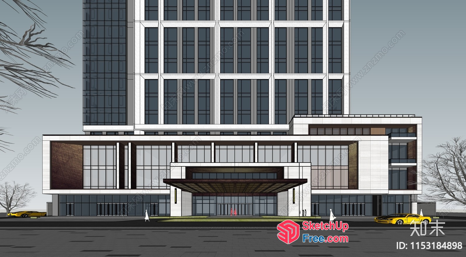 Modern Glass And Steel Building Facade 3D SketchUp File