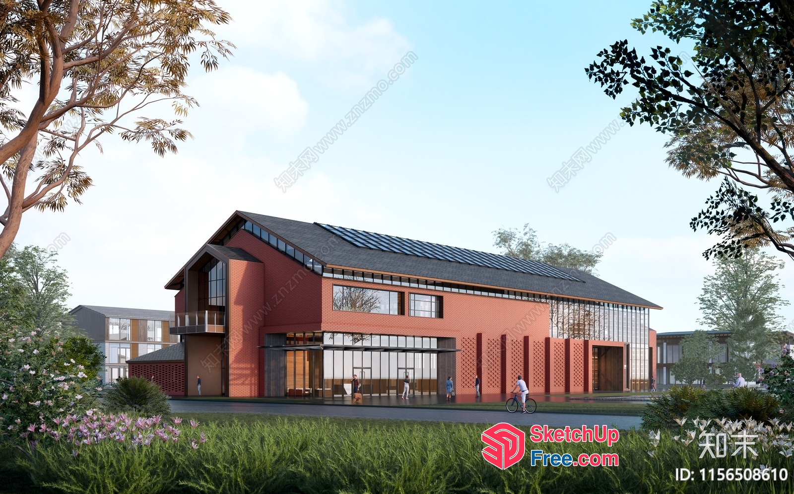 Exterior Of A Modern Villa With A Large Glass Wall 3D SketchUp File