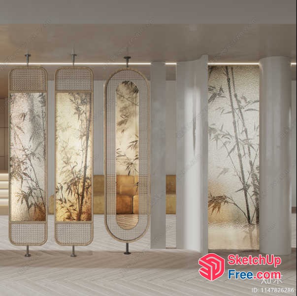 Partition Screen With Elegant Bamboo Design 3D SketchUp File