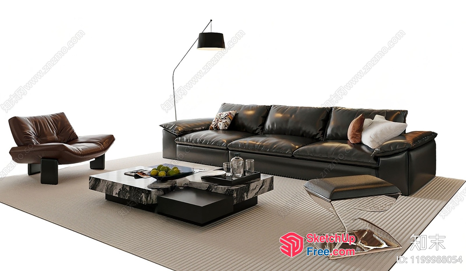 Modern Living Room With Sleek Furniture And Neutral Color Scheme 3D SketchUp File