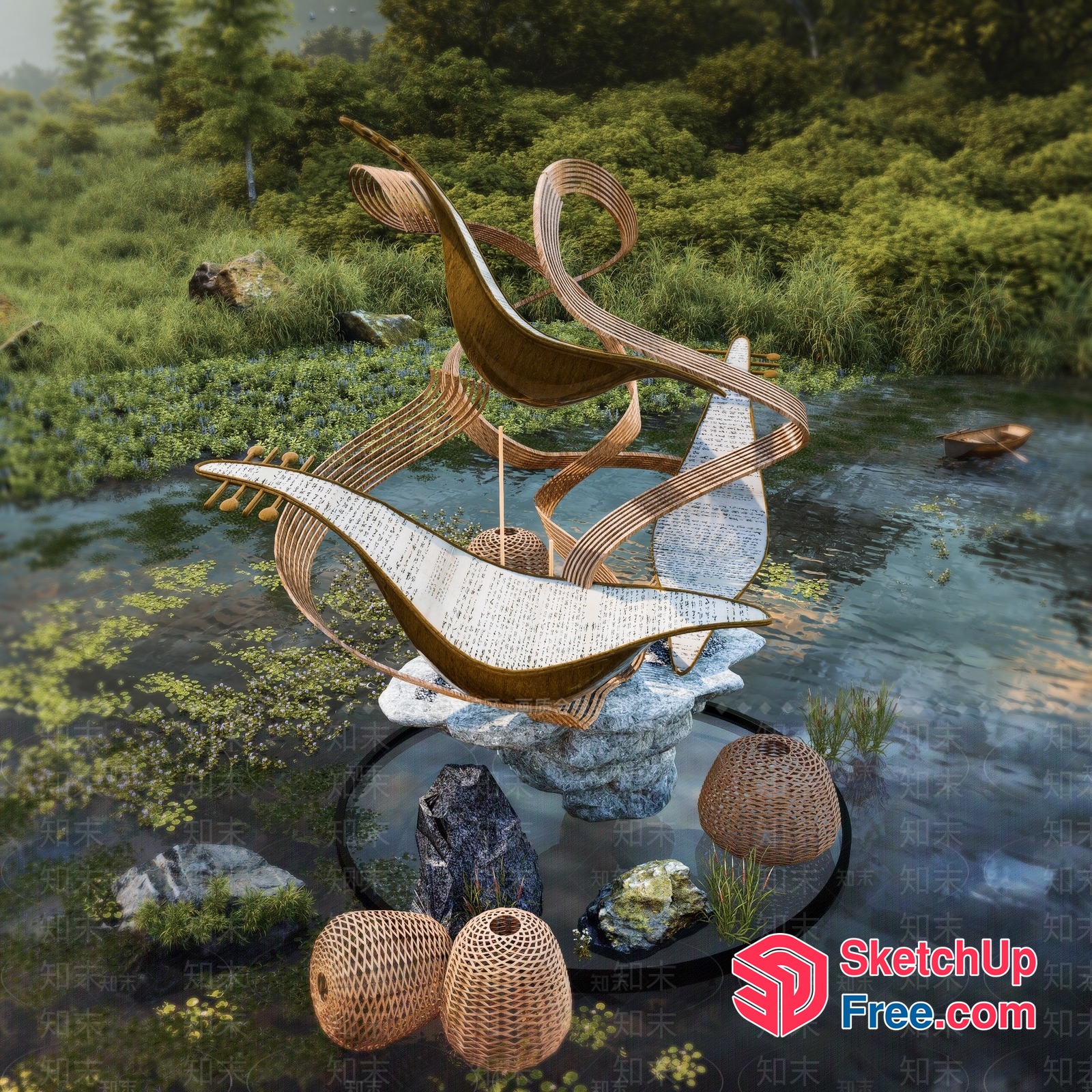 Serene Harmony In Natural Rattan 3D SketchUp File