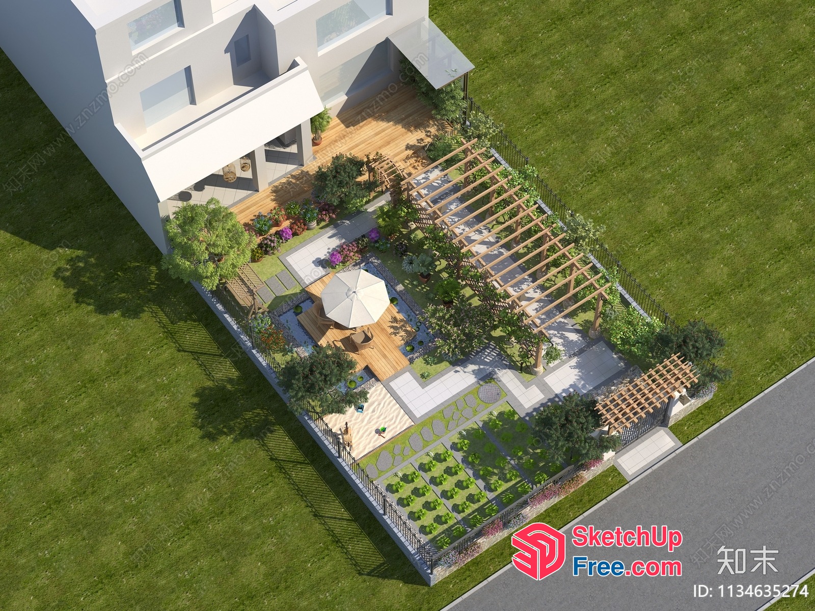3D Rendering Of A Modern House With A Spacious Backyard 3D SketchUp File