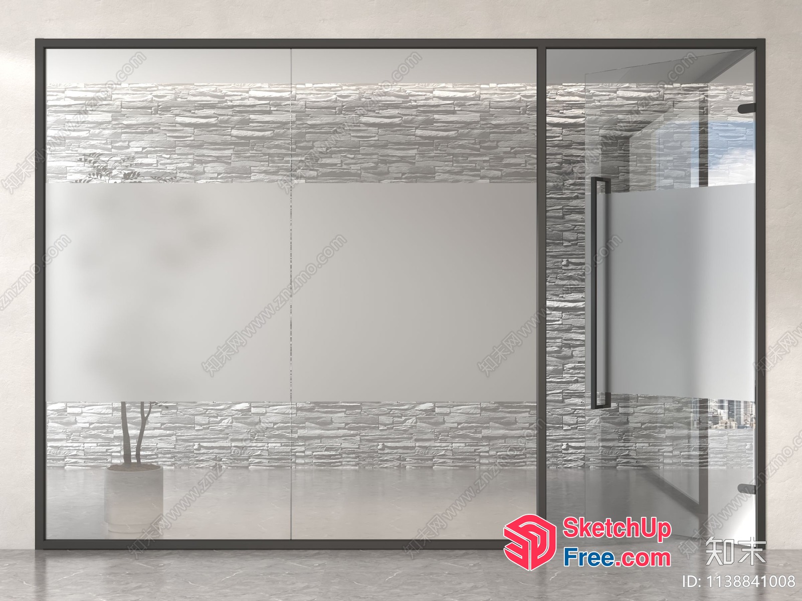 Modern Glass Partition Wall 3D SketchUp File