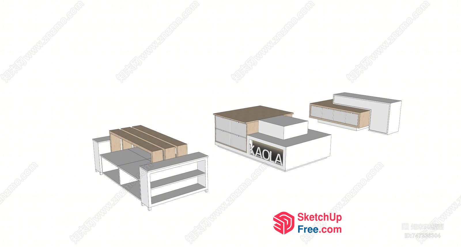 Modern Minimalist Office Furniture Set 3D SketchUp File