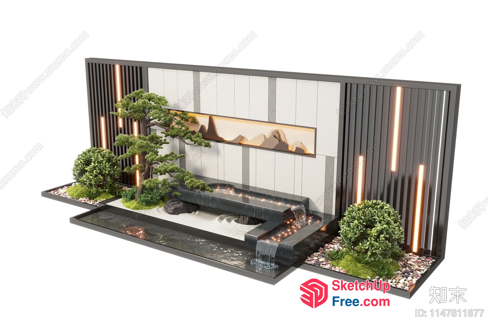 Japanese-Inspired Minimalist Outdoor Garden 3D SketchUp File