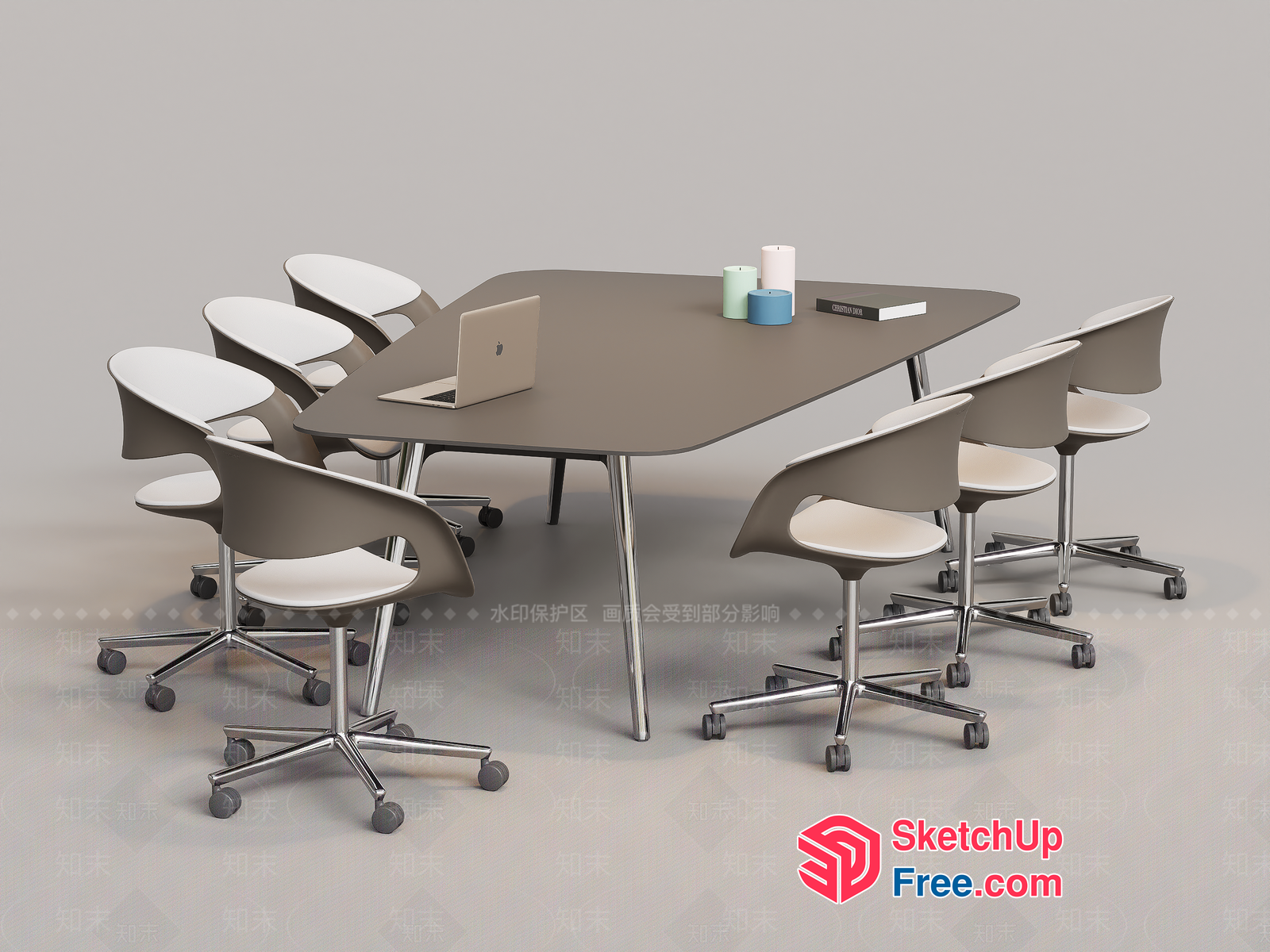 Modern Office Furniture Arrangement 3D SketchUp File