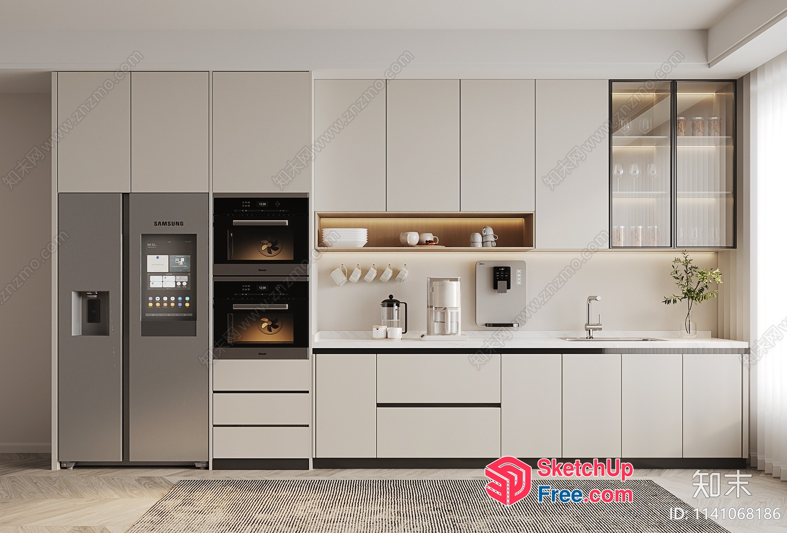 Modern Minimalist Kitchen Interior With Sleek Appliances 3D SketchUp File