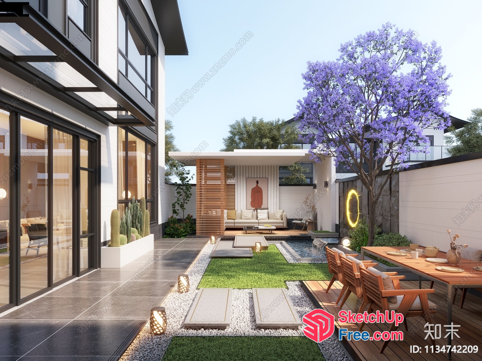 Modern Villa With Elegant Garden And Pool 3D SketchUp File