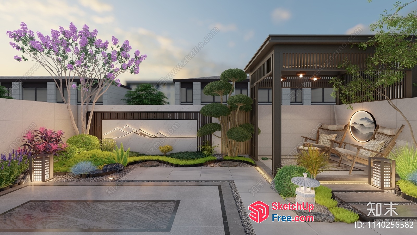 Modern Japanese Style Villa Garden 3D SketchUp File
