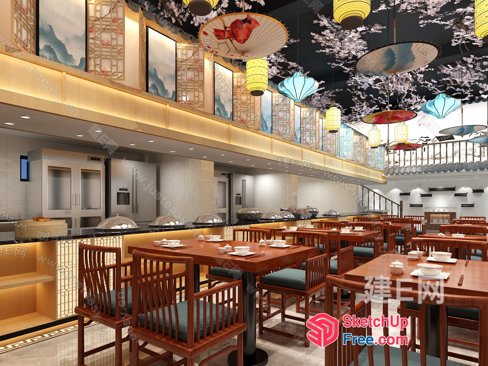 Elegant And Modern Asian-Inspired Restaurant Interior 3D SketchUp File