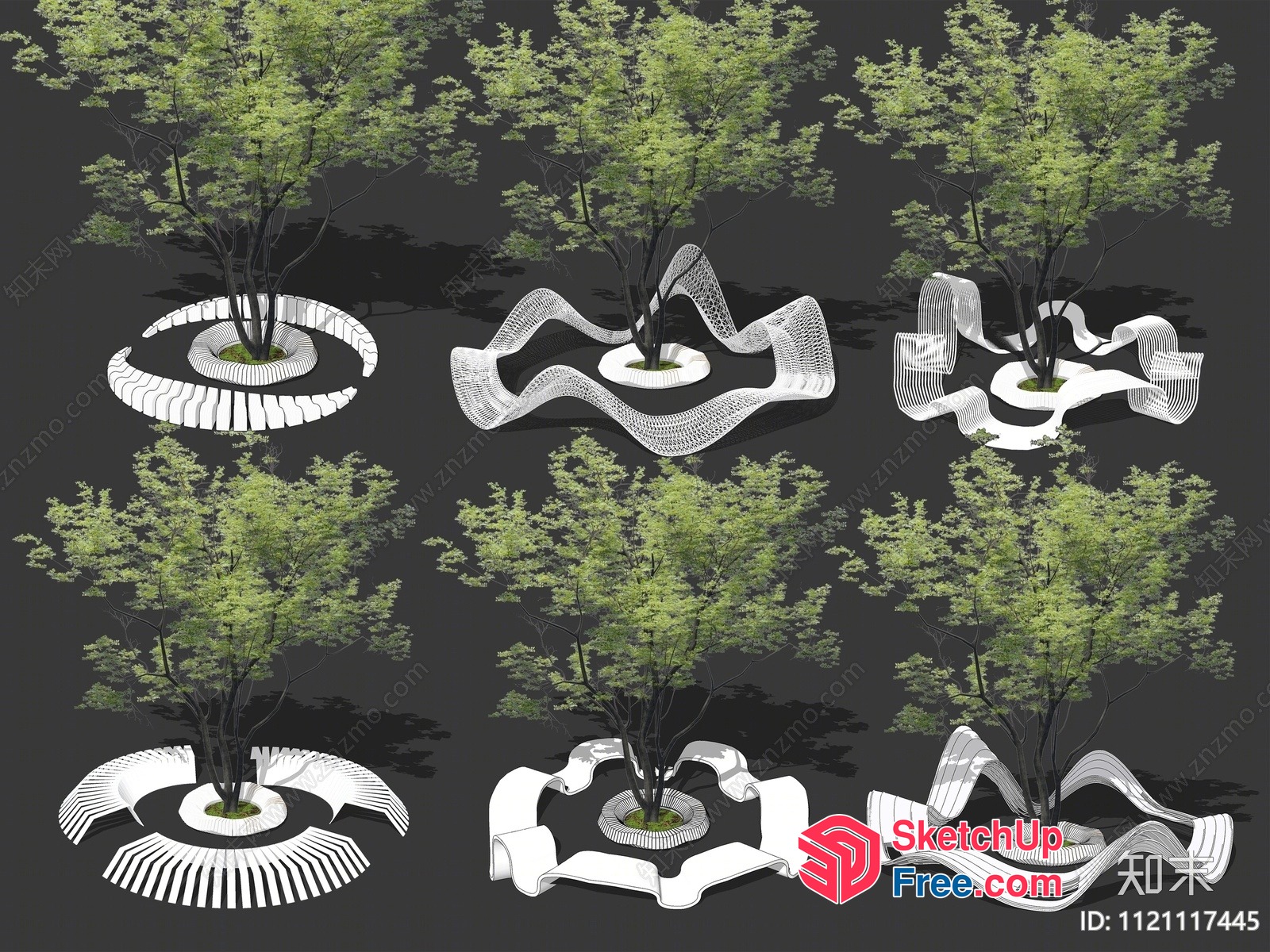 Modern Tree Bench Design 3D SketchUp File