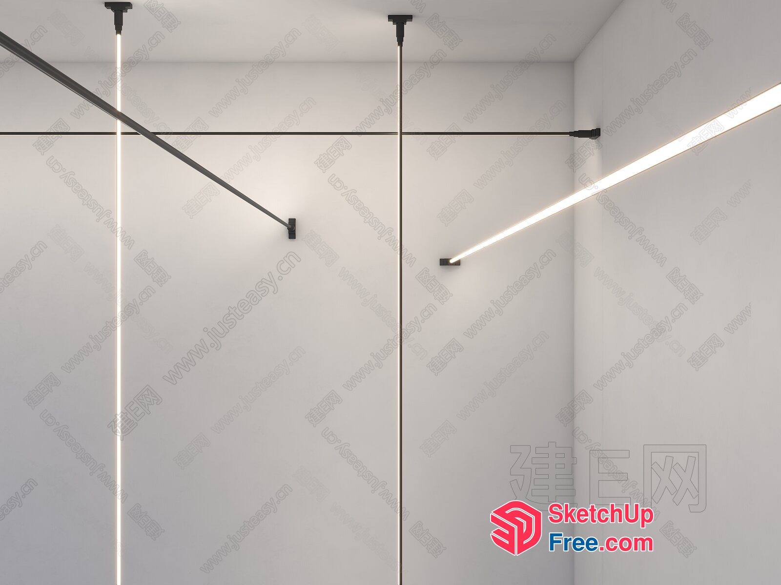 Sleek White And Black Light Fixtures On A White Ceiling 3D SketchUp File