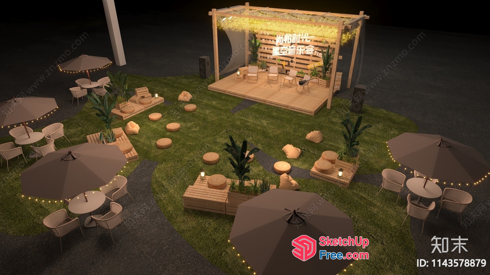 Outdoor Stage And Seating Area 3D SketchUp File