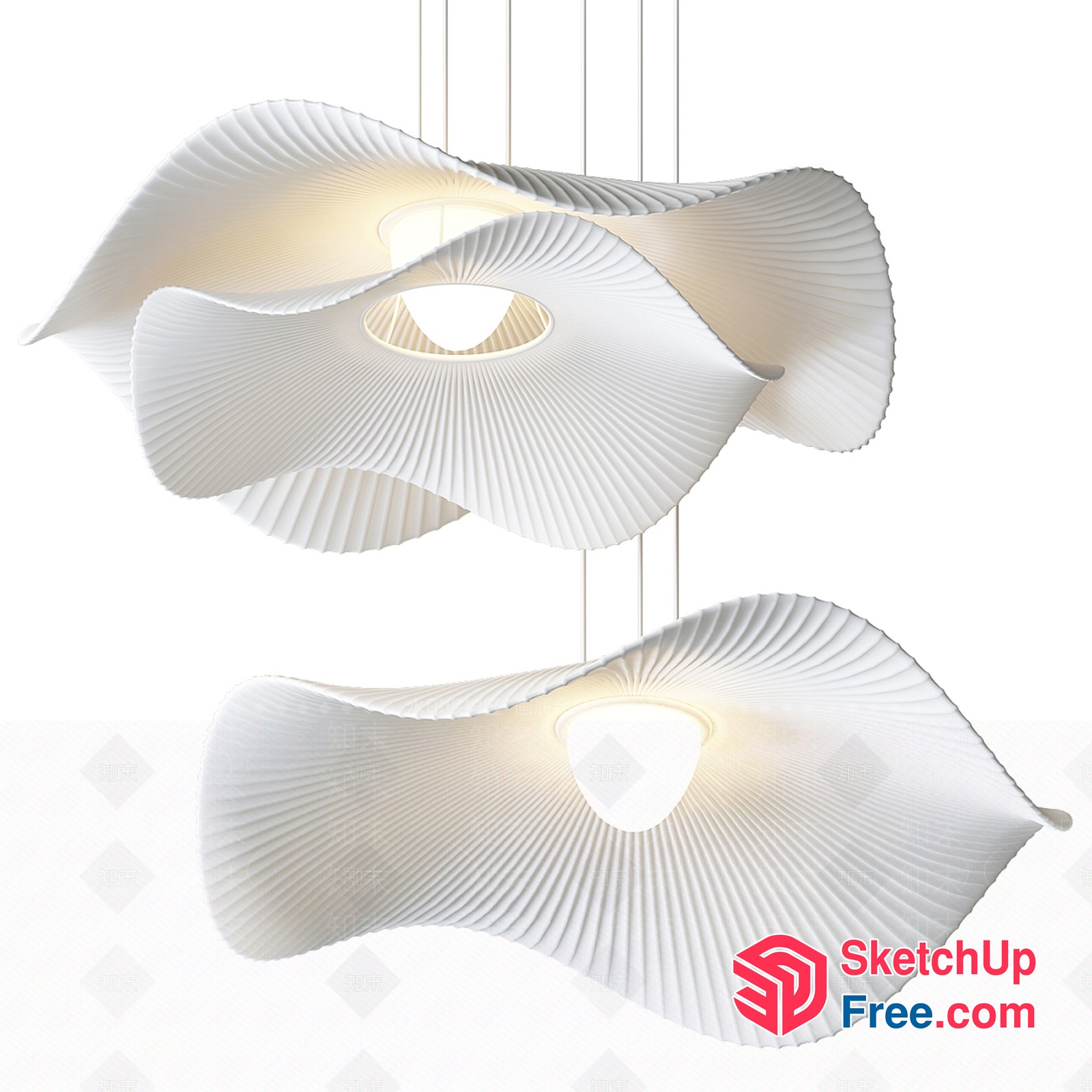 Elegant And Modern White Shell Shaped Ceiling Light Fixture 3D SketchUp File