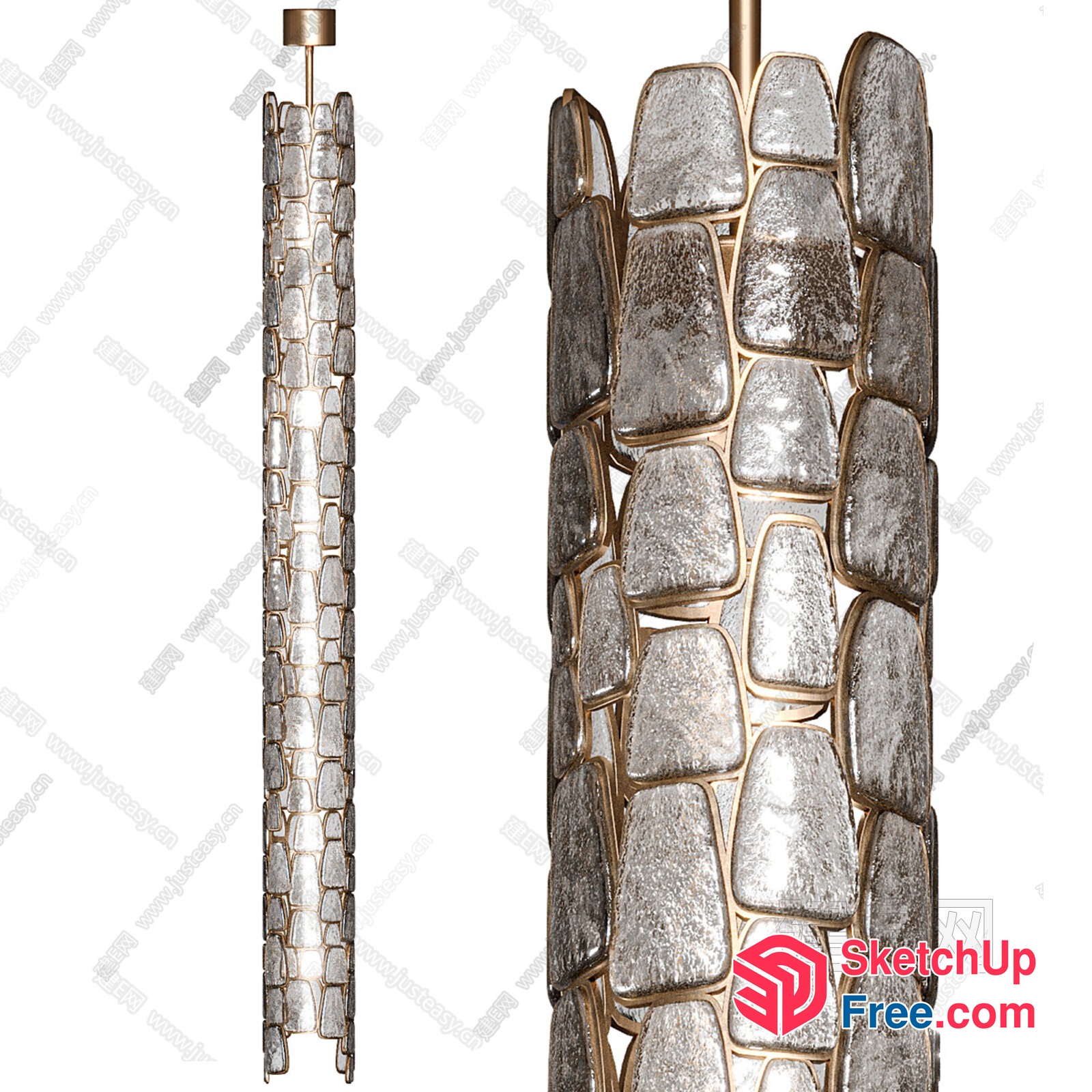 Tall Glass Pillar Decorative Lighting Fixture 3D SketchUp File