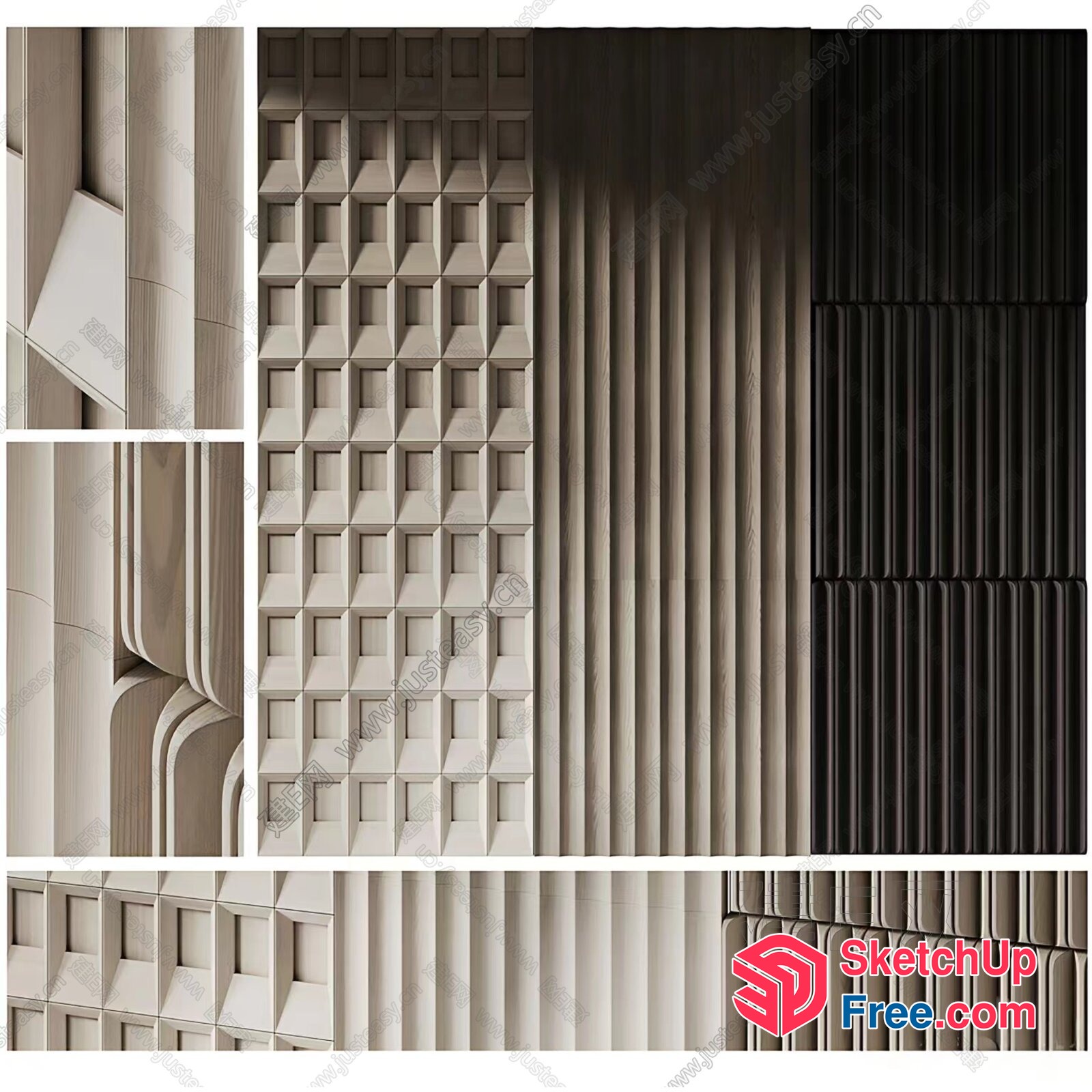 Intricate 3D Wooden Paneling Design 3D SketchUp File