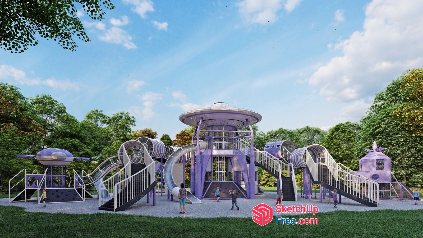 Futuristic Space-Themed Children'S Playground 3D SketchUp File