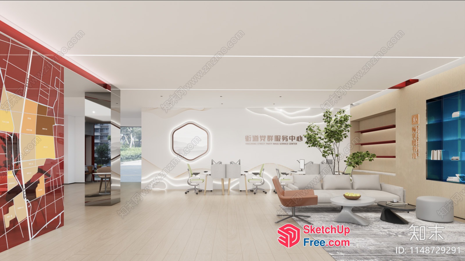 Modern Office Space With Sleek Furniture And Natural Light 3D SketchUp File