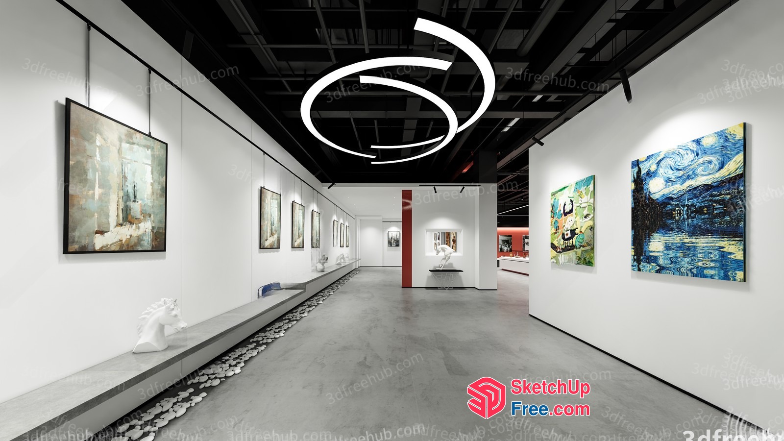 Modern Art Gallery Interior 3D SketchUp File