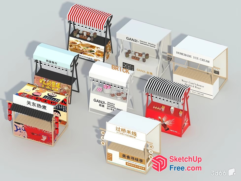 Asian Street Food Stalls 3D SketchUp File