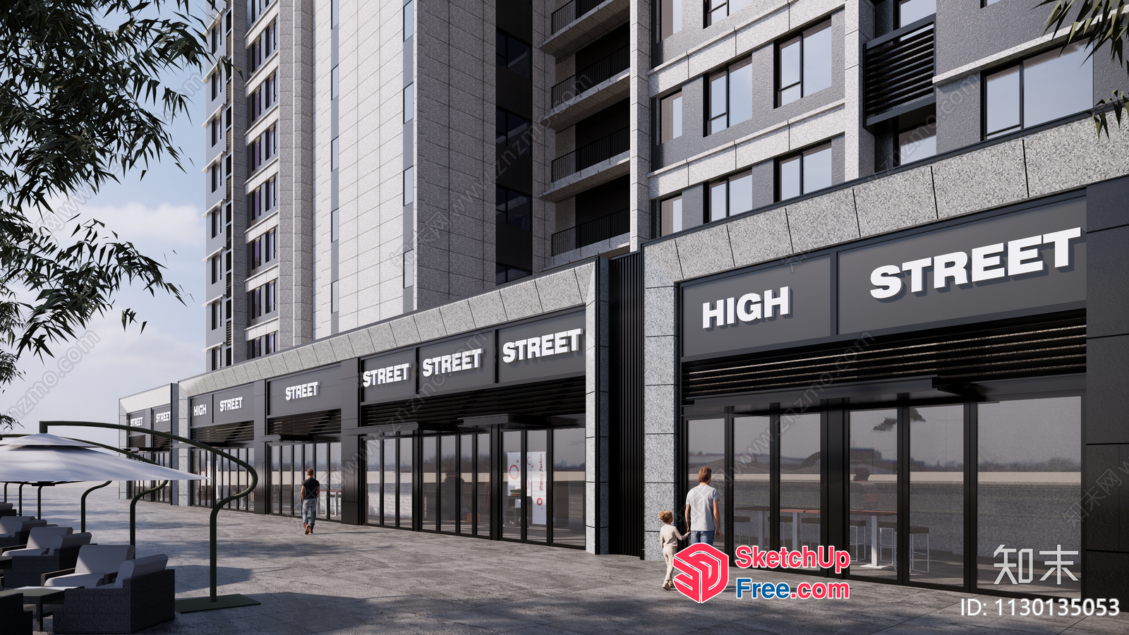 High Street Commercial Building 3D SketchUp File