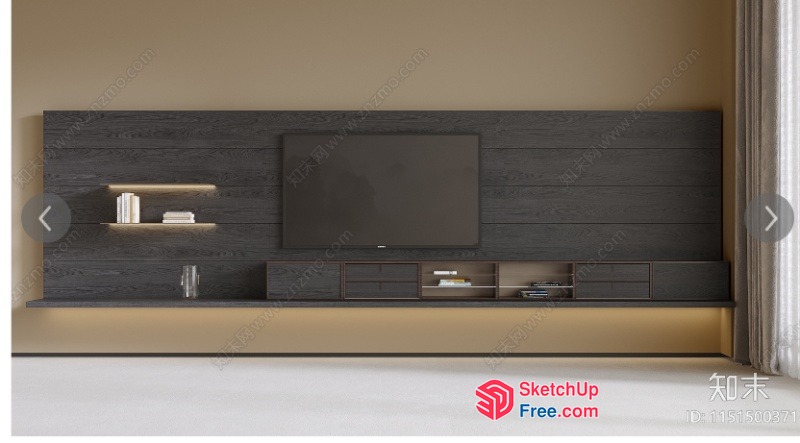 Modern Minimalist Tv Wall Unit With Floating Shelves 3D SketchUp File
