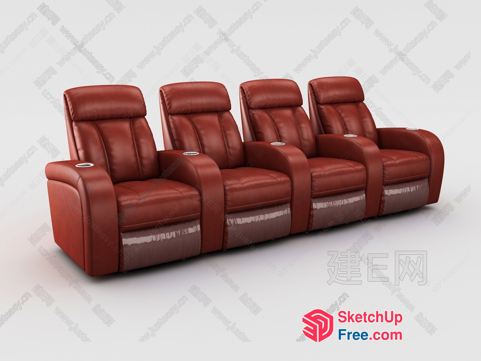 Stylish Leather Cinema Seating Arrangement 3D SketchUp File