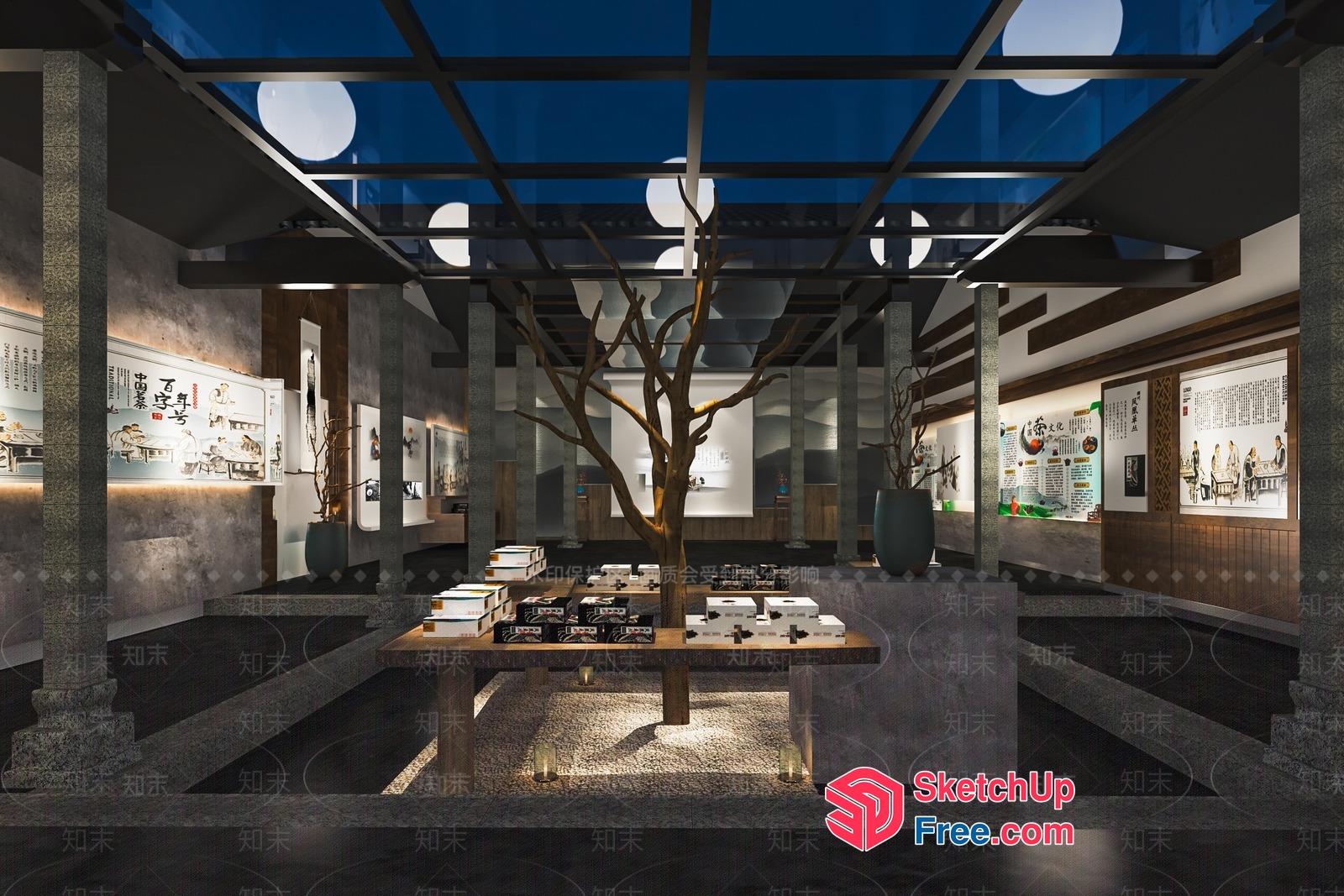 Modern Japanese-Inspired Interior With Natural Elements 3D SketchUp File