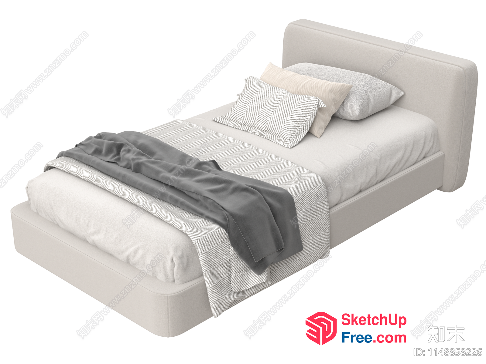 Modern Minimalist White Bed 3D SketchUp File