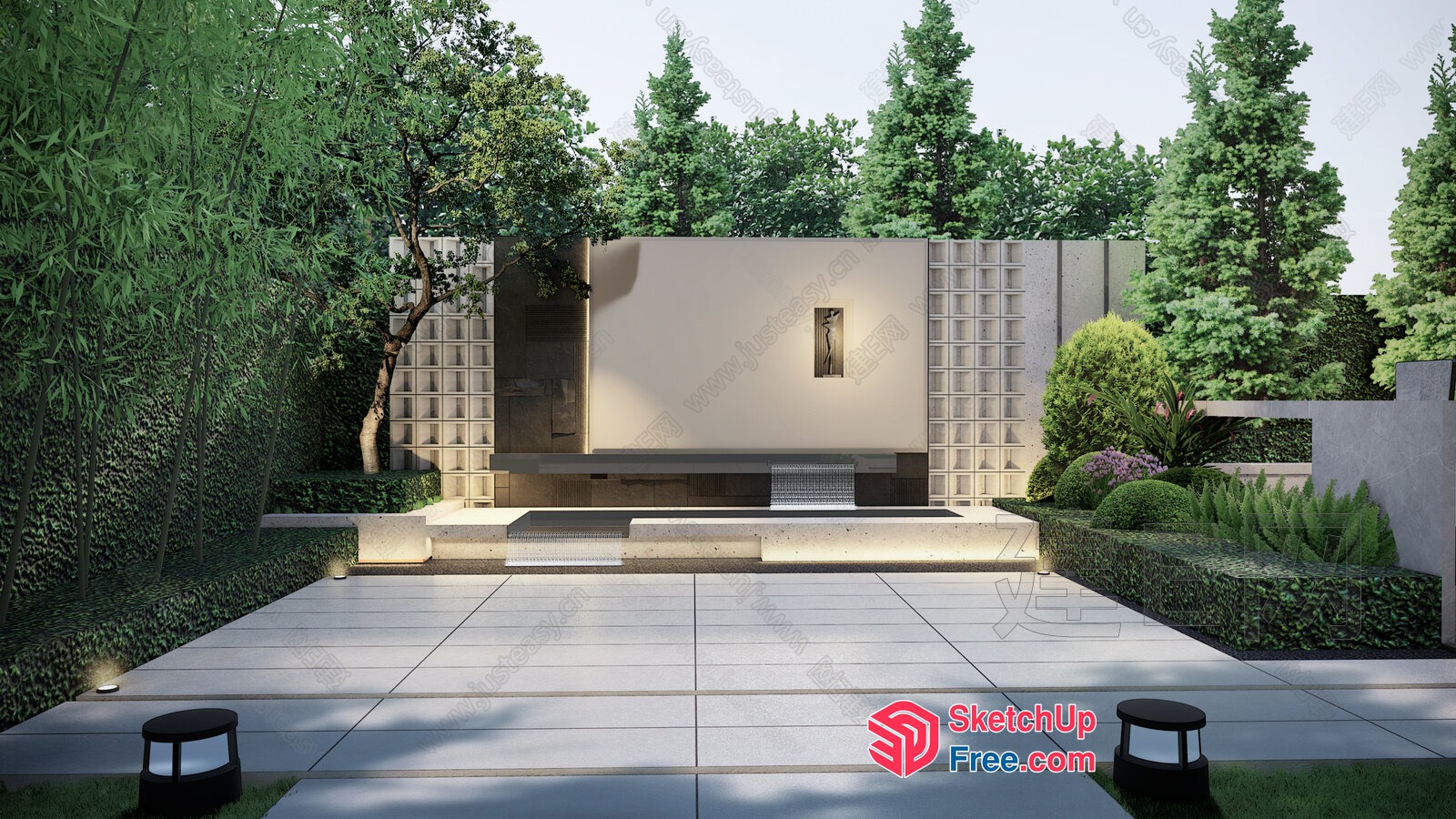 Modern Minimalist Outdoor Water Feature 3D SketchUp File