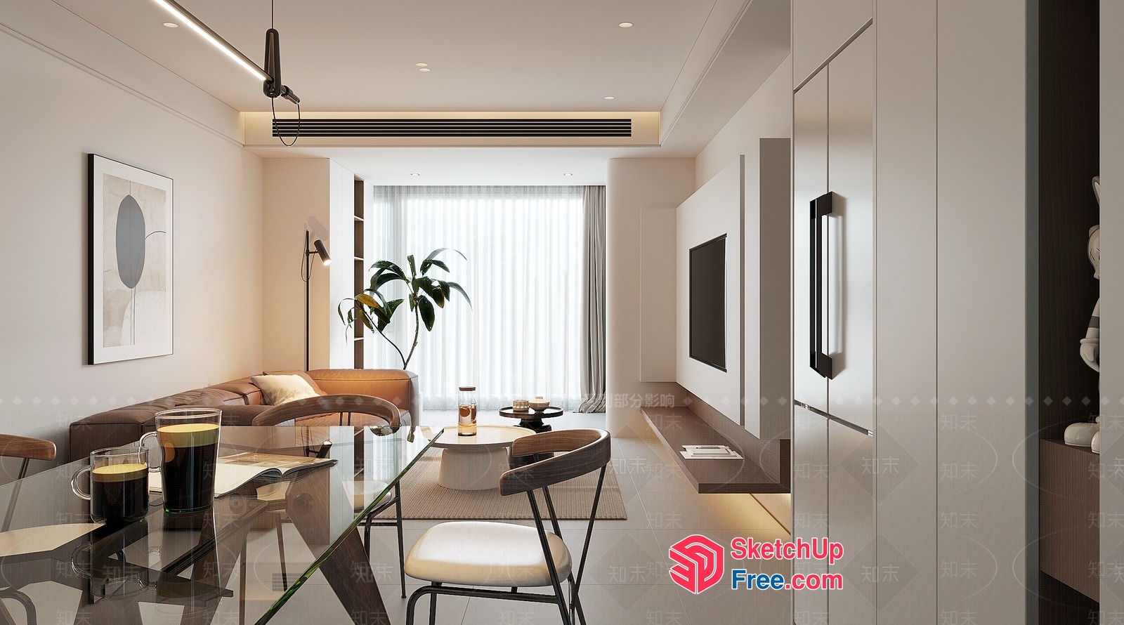 Modern Minimalist Living Room Interior 3D SketchUp File