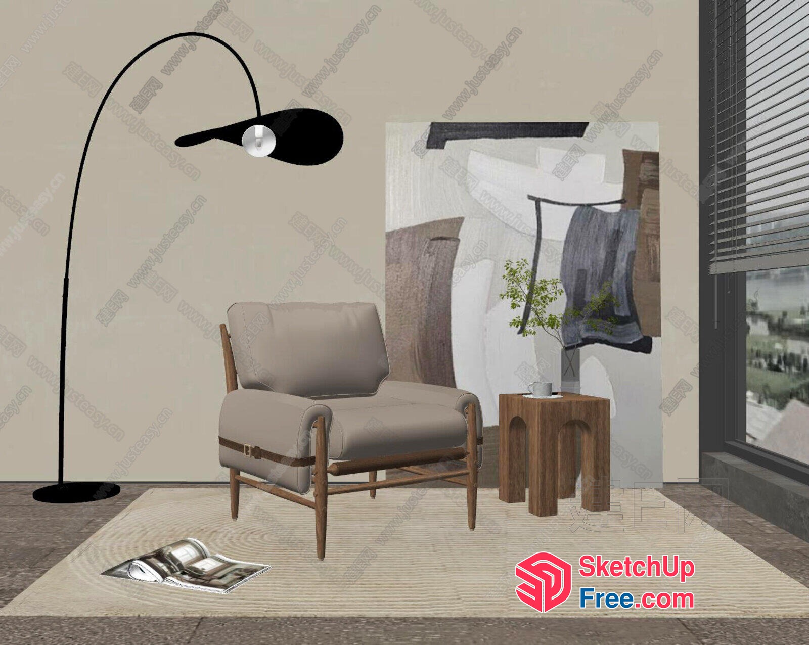 Minimalist Scandinavian Style Living Room With Neutral Tones 3D SketchUp File