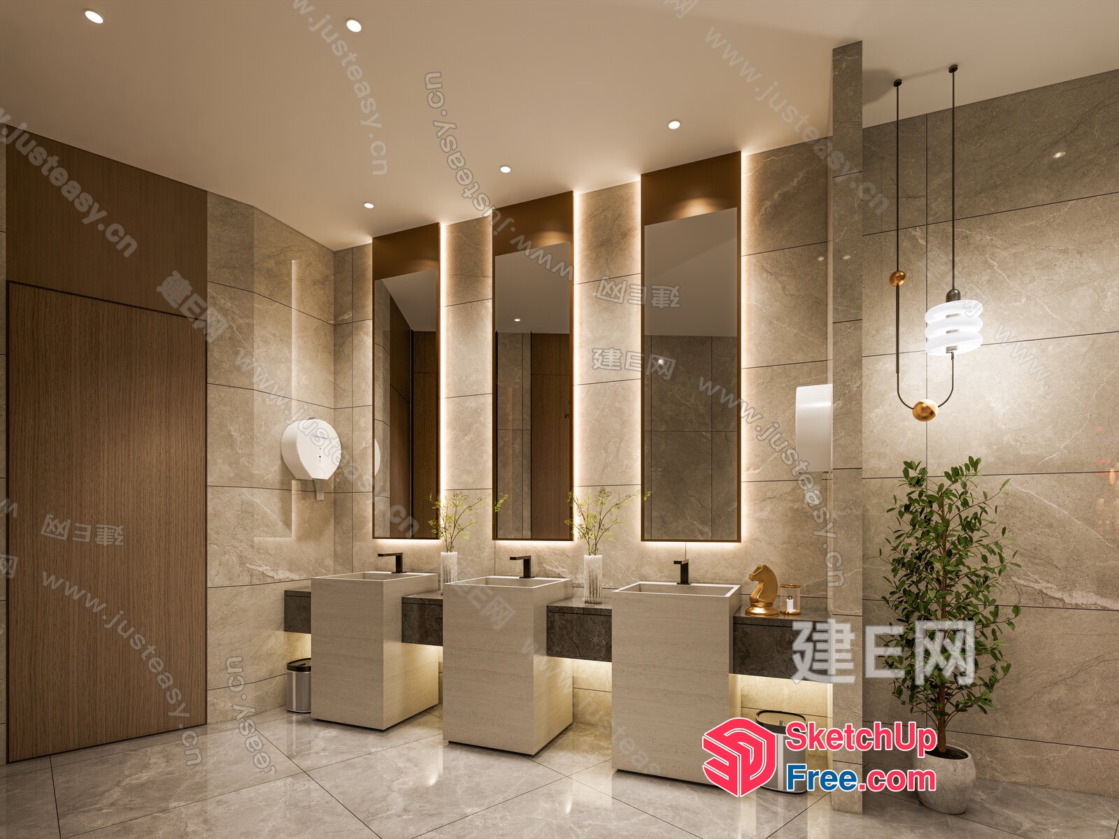 Luxurious Modern Bathroom Interior 3D SketchUp File