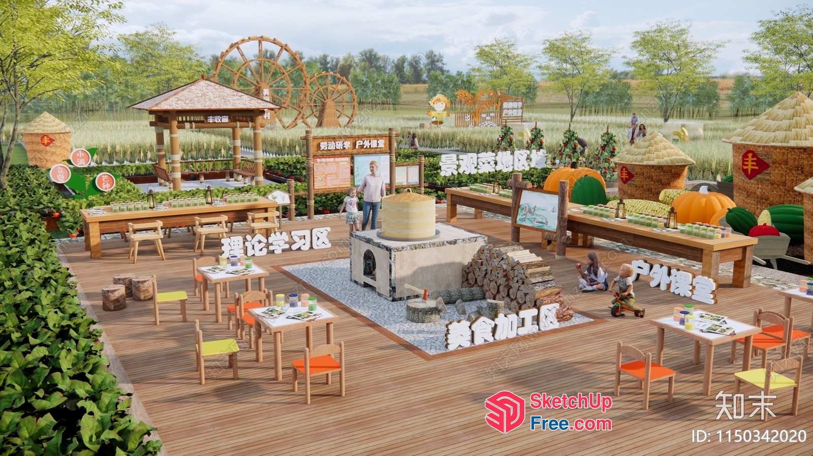 Rustic Outdoor Gathering Space 3D SketchUp File