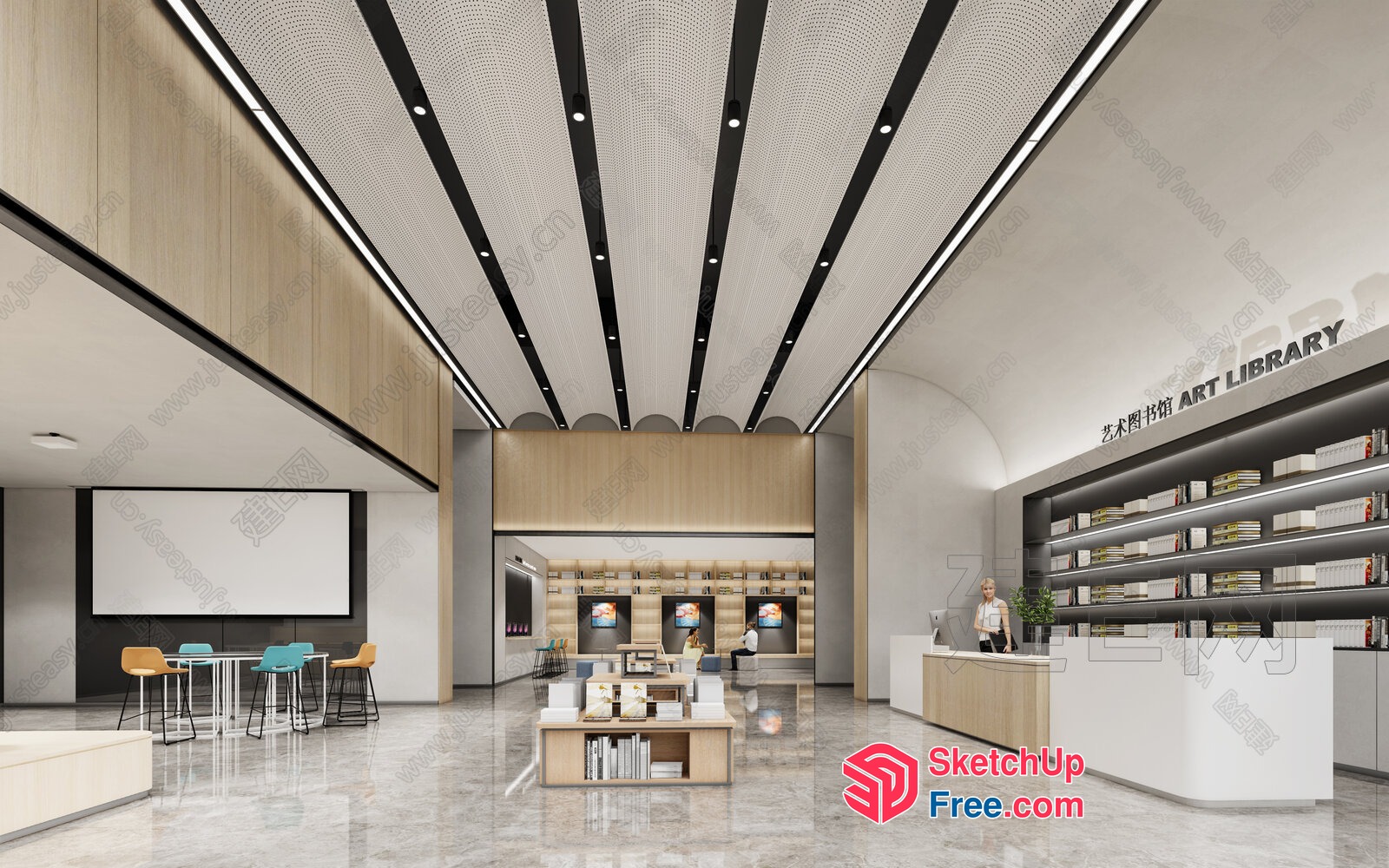 Modern Art Library Interior 3D SketchUp File