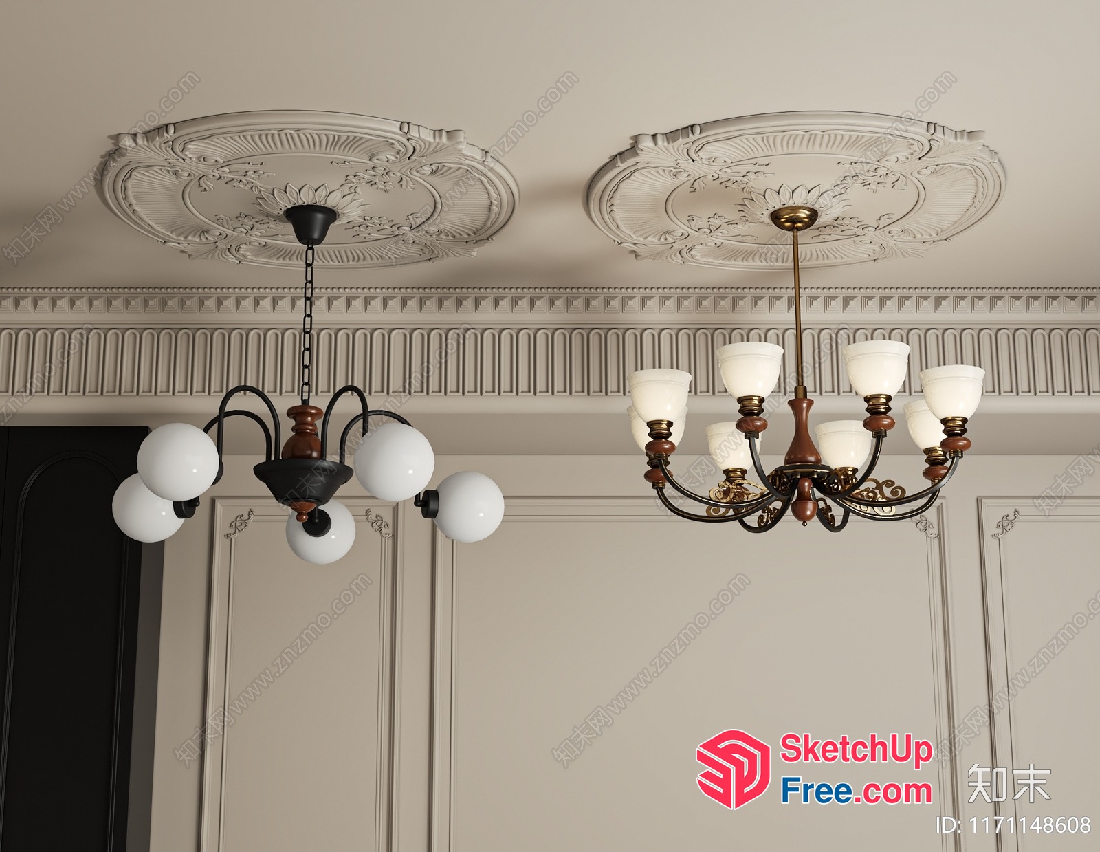 Ornate Ceiling Lighting Fixtures 3D SketchUp File