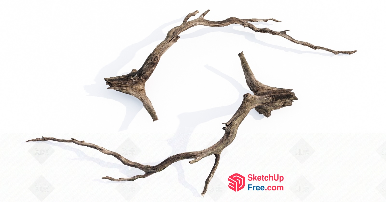 Natural Weathered Driftwood Pieces 3D SketchUp File