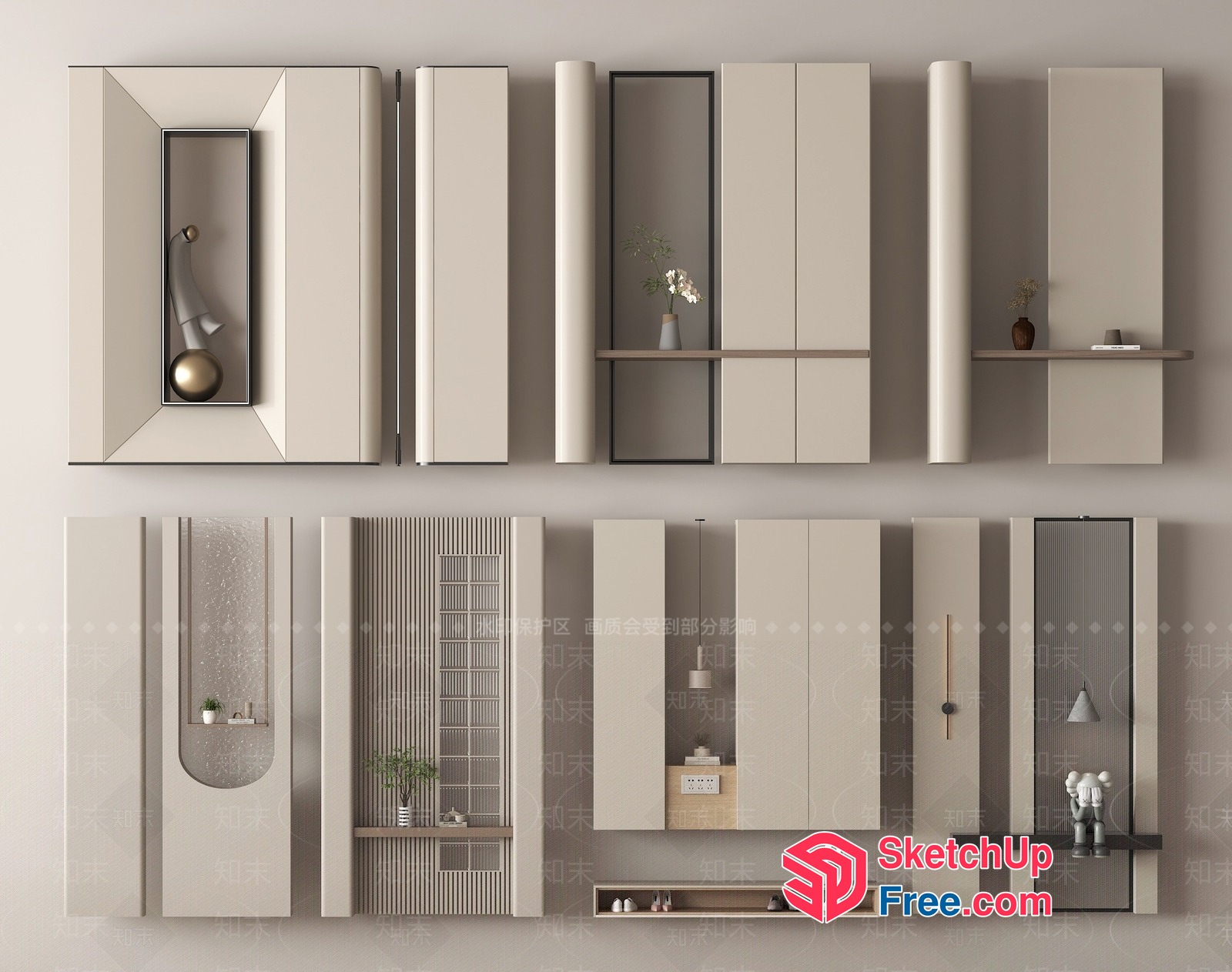 Modern Minimalist Creamy Style Wall Decor 3D SketchUp File