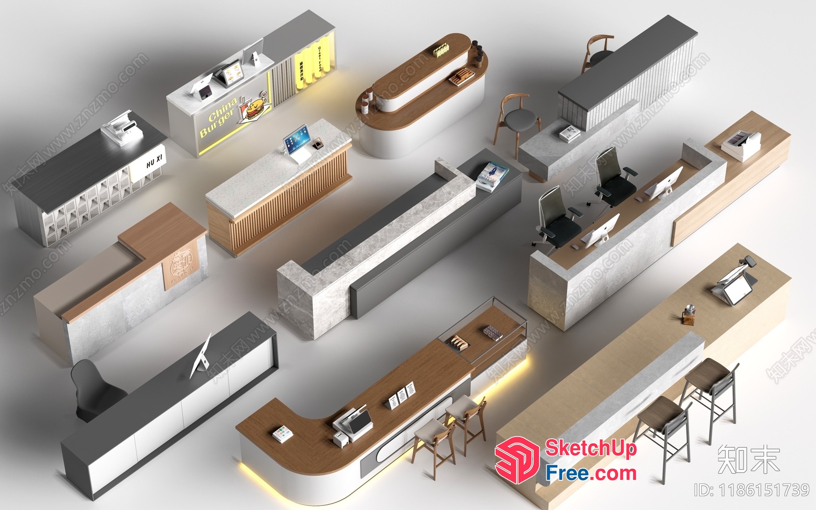 Modern Office Space With Various Workstations 3D SketchUp File
