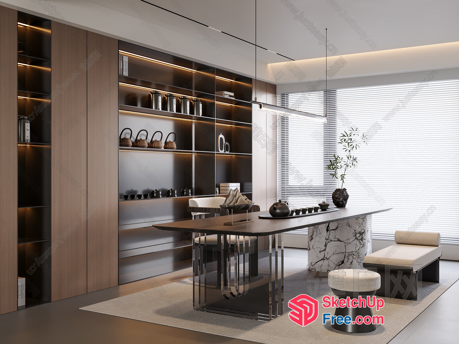 Modern Minimalist Living Room With Sleek Furniture And Natural Light 3D SketchUp File