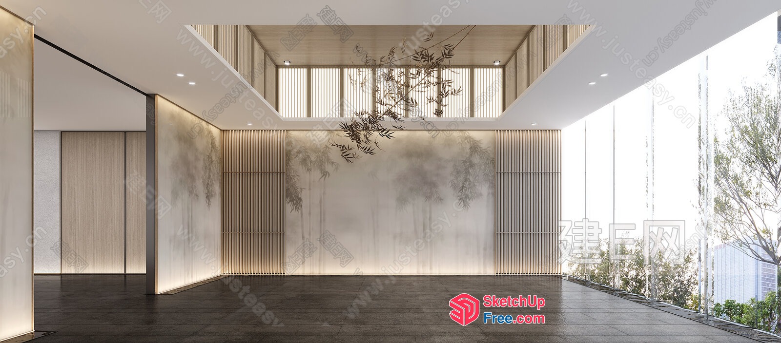 Modern Minimalist Interior With Natural Elements 3D SketchUp File